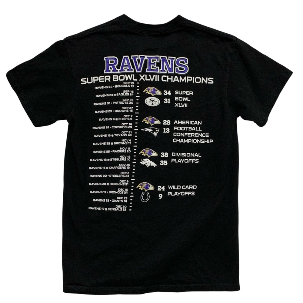NFL Team Apparel Black Super Bowl XLVII Champions Baltimore Ravens T-Shirt Small - Picture 2 of 5